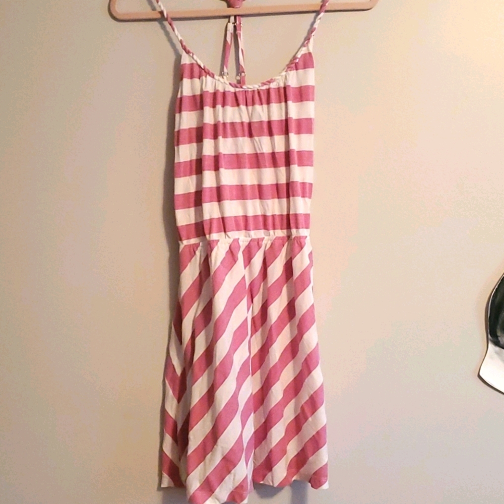 Pink and white short casual summer dress size m